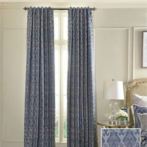 BEAUTYREST Normandy Jacquard Lapis Curtain Panels Blue Pair Set 2 52 in x 84 NWT